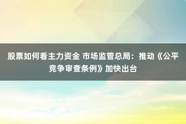 股票如何看主力资金 市场监管总局：推动《公平竞争审查条例》加快出台