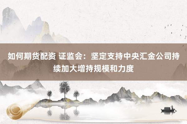 如何期货配资 证监会：坚定支持中央汇金公司持续加大增持规模和力度