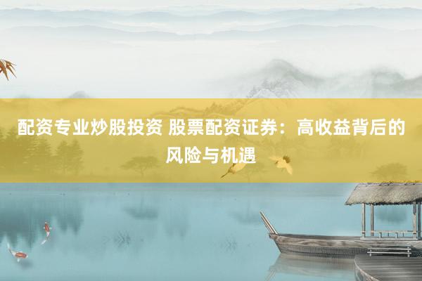 配资专业炒股投资 股票配资证券：高收益背后的风险与机遇
